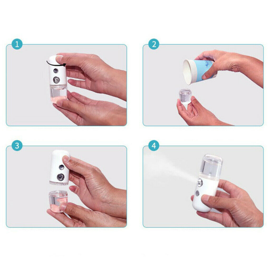 Mini Nano Facial Handy Cool Mist Spray Machine Face Hydration Sprayer White