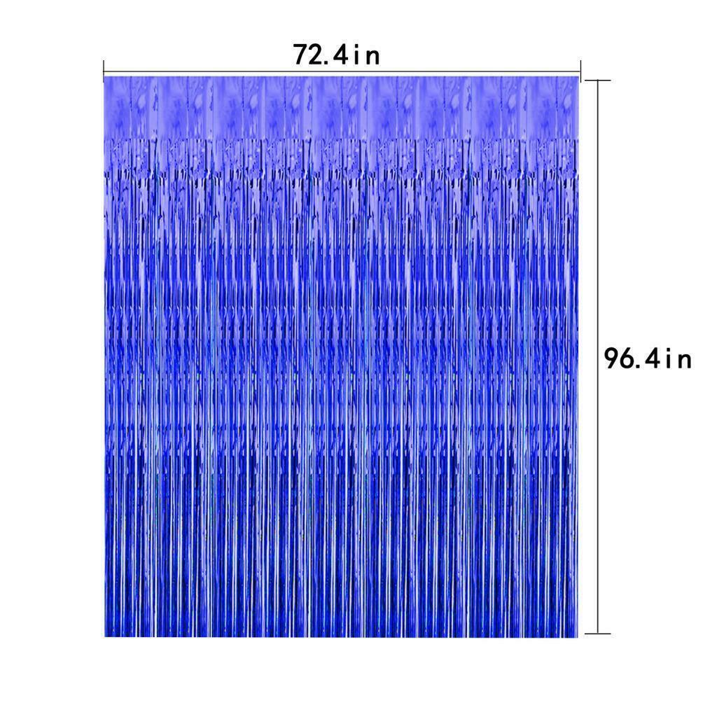 Metallic Tinsel Foil Tassel Curtains Party backdrops Decoration Blue