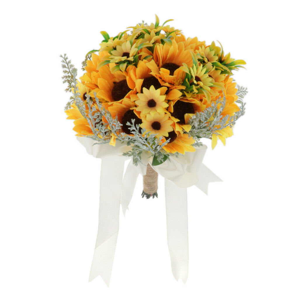 Handmade Sunflower Bouquet Wedding Bridal Bridesmaid Holding Flowers Office