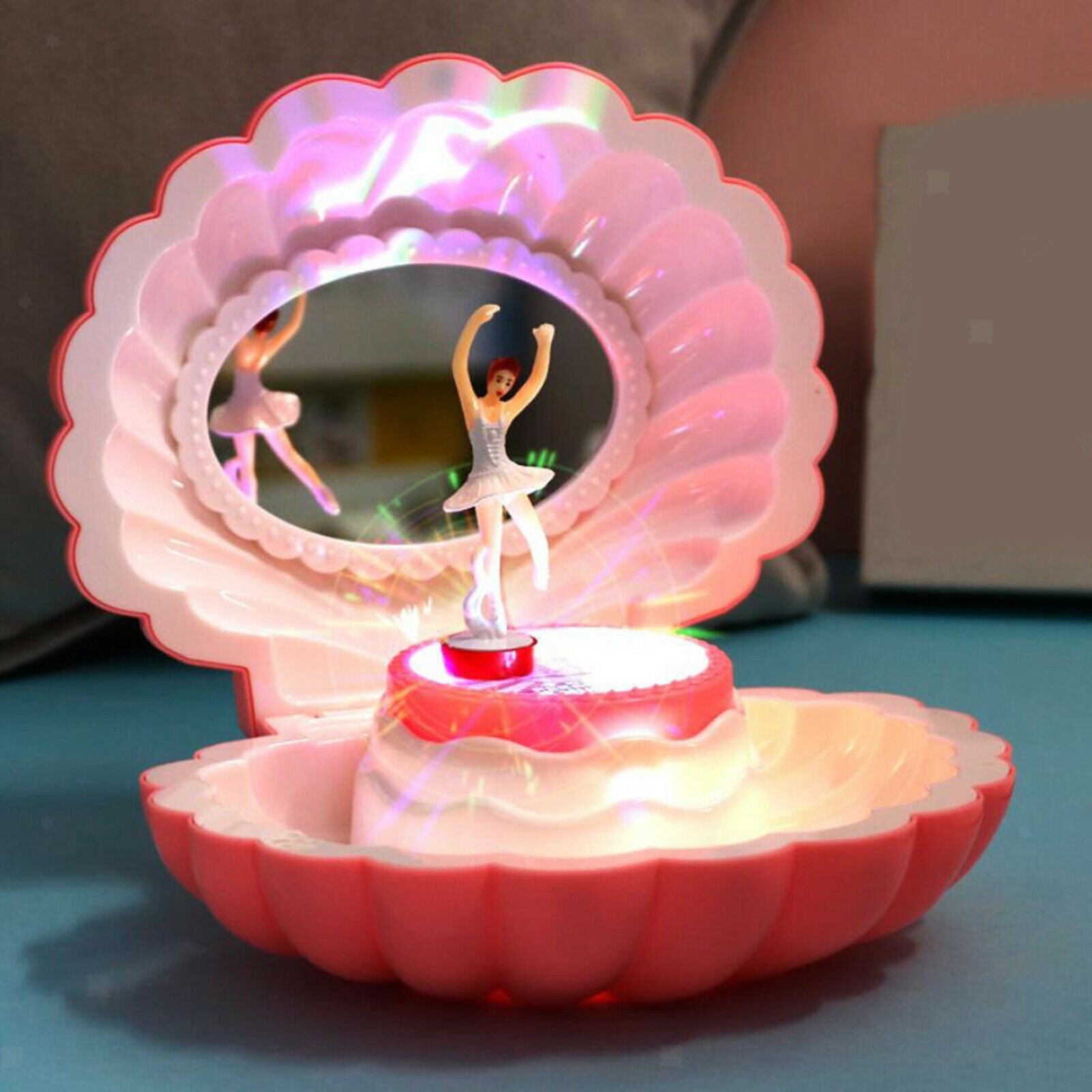 Pink Shell Music Box with Light Christmas Holiday Gift for 4-10 Years Old Girl