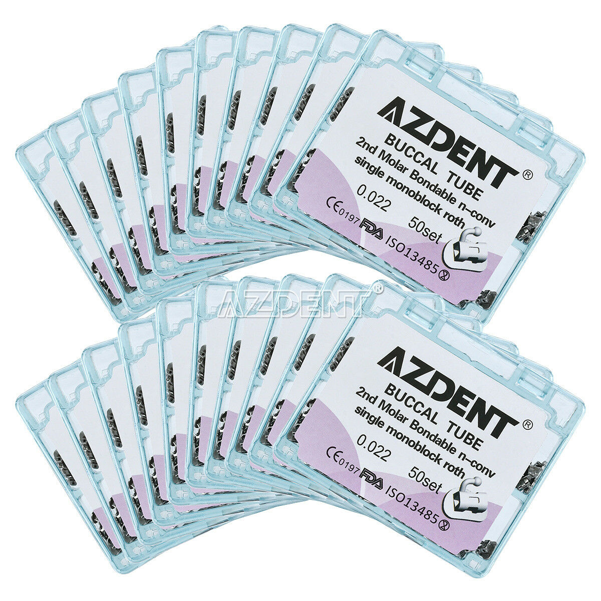200 PCs Denta Ortho Buccal Tube Roth 0.022 Inblock 2nd Molar MIM Non-Convertible
