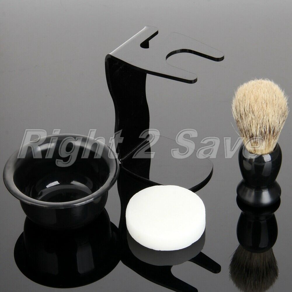 Men's Mix Badger Hair Shaving Brush+Stand Holder+ABS Bowl+Soap Set Facial Clean
