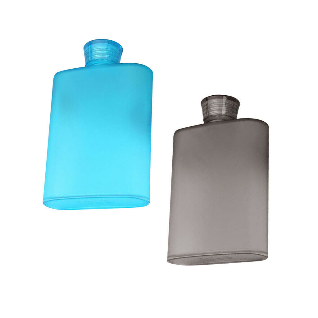 2pcs Plastic Hip Flask for Liquor  Alcohol Pocket Drinkware Blue & Grey