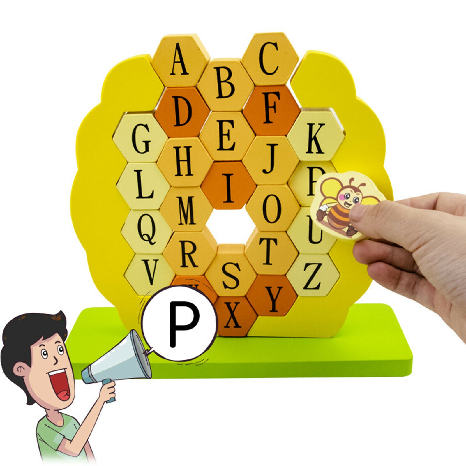 Honeycomb Alphabet Puzzle Stacking Game Shape Puzzle Toys Birthday Gift