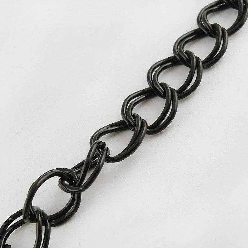 1 Meter Black Tone Metal Double Circle Link Cable Chain Necklace Jewelry Making