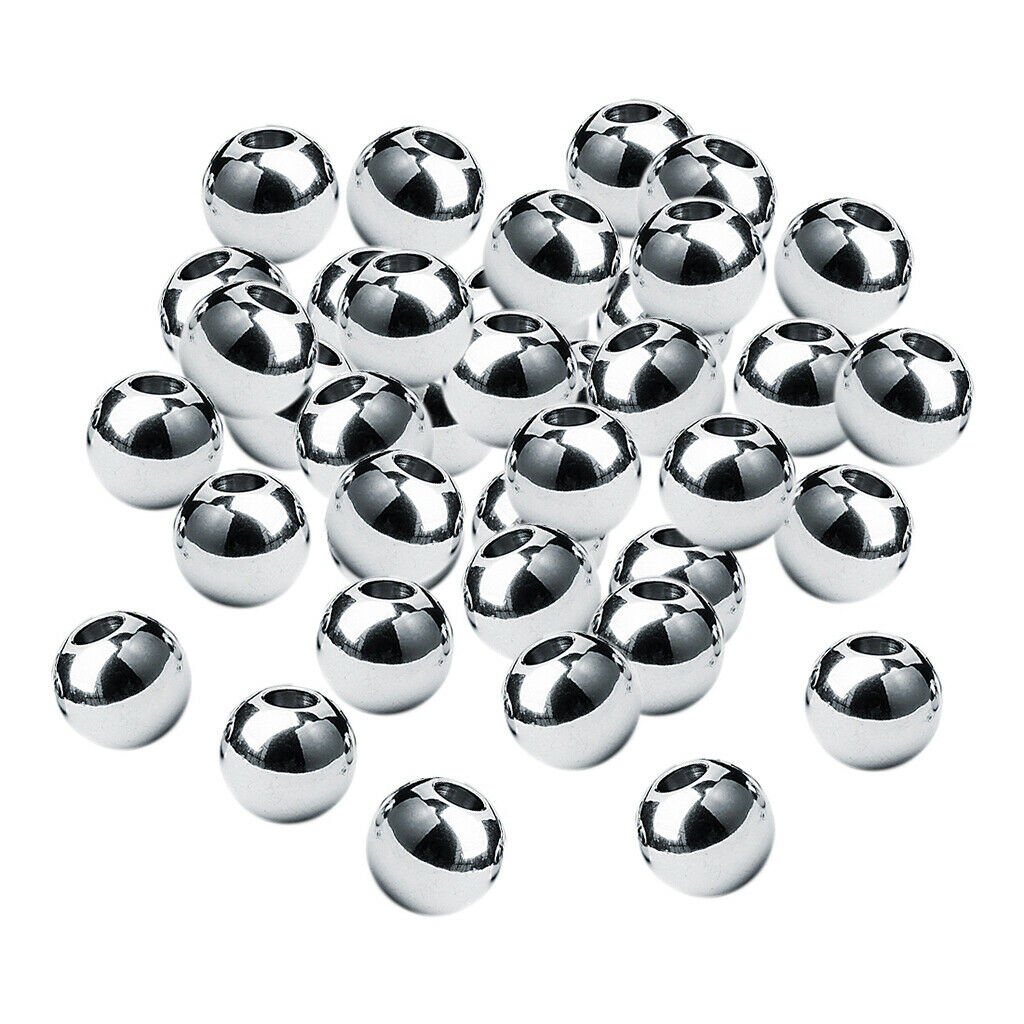 Prettyia 50PCS 8mm Stainless Steel Spacer Beads Ball Beads Jewelry Making