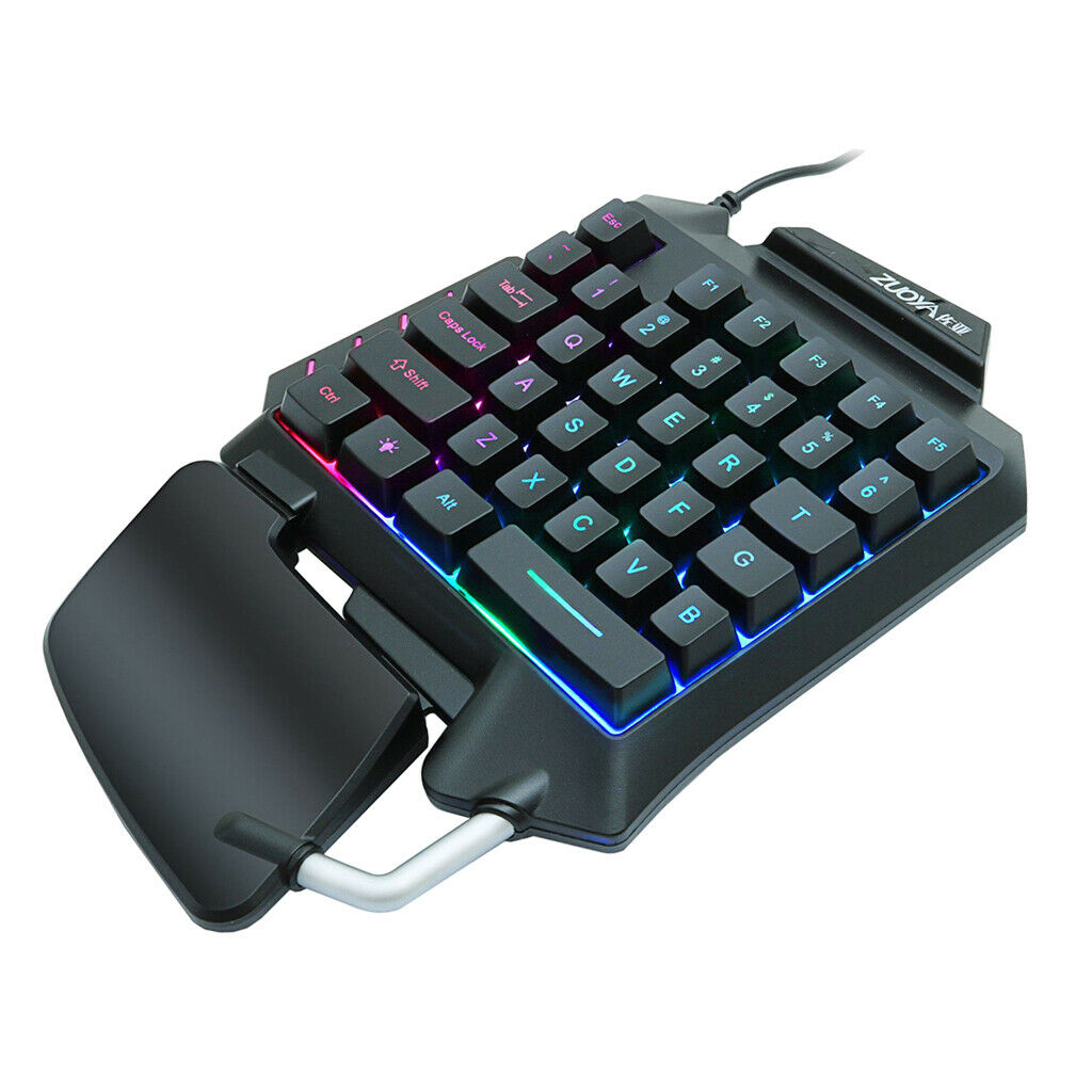 One-Hand Small Gaming Keyboard with Palm Rest 35 Keys RGB Colorful Backlight