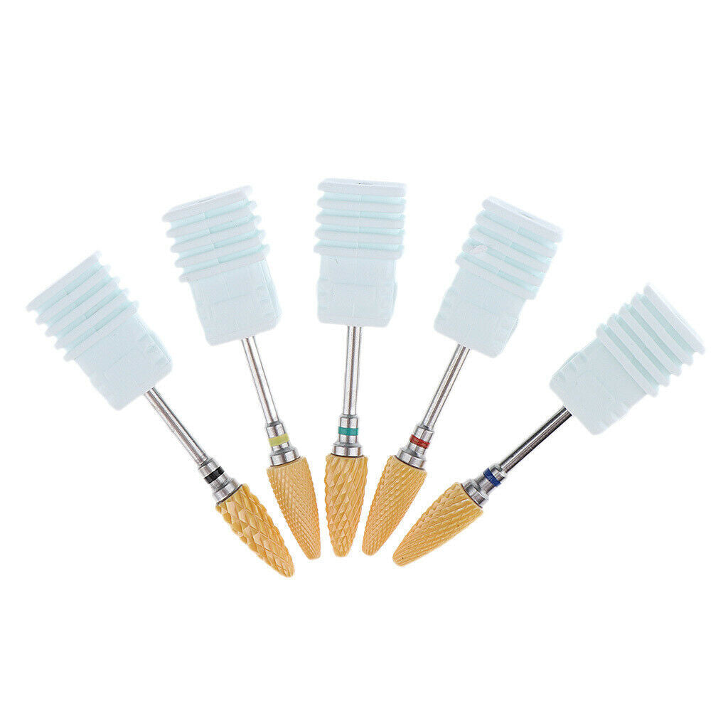 5Pcs Ceramic Nail Art File Drill Bit Polishing Head Grinding Manicure Tools