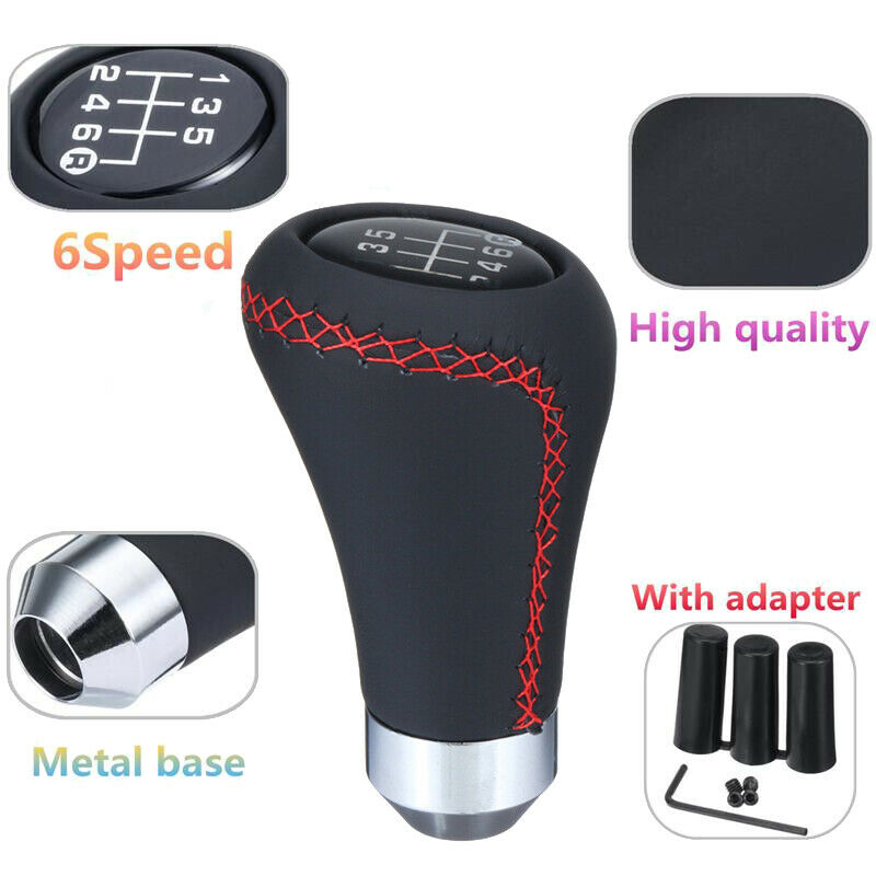 Universal PU Leather 6 Speed Car Gear Shift Knob Manual Shift Lever HandballE6U1