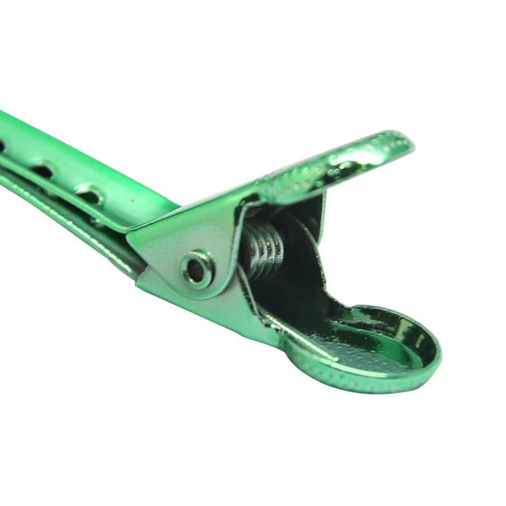 12 Pcs Green Steel Hairdressing Sectioning Clamp Salon
