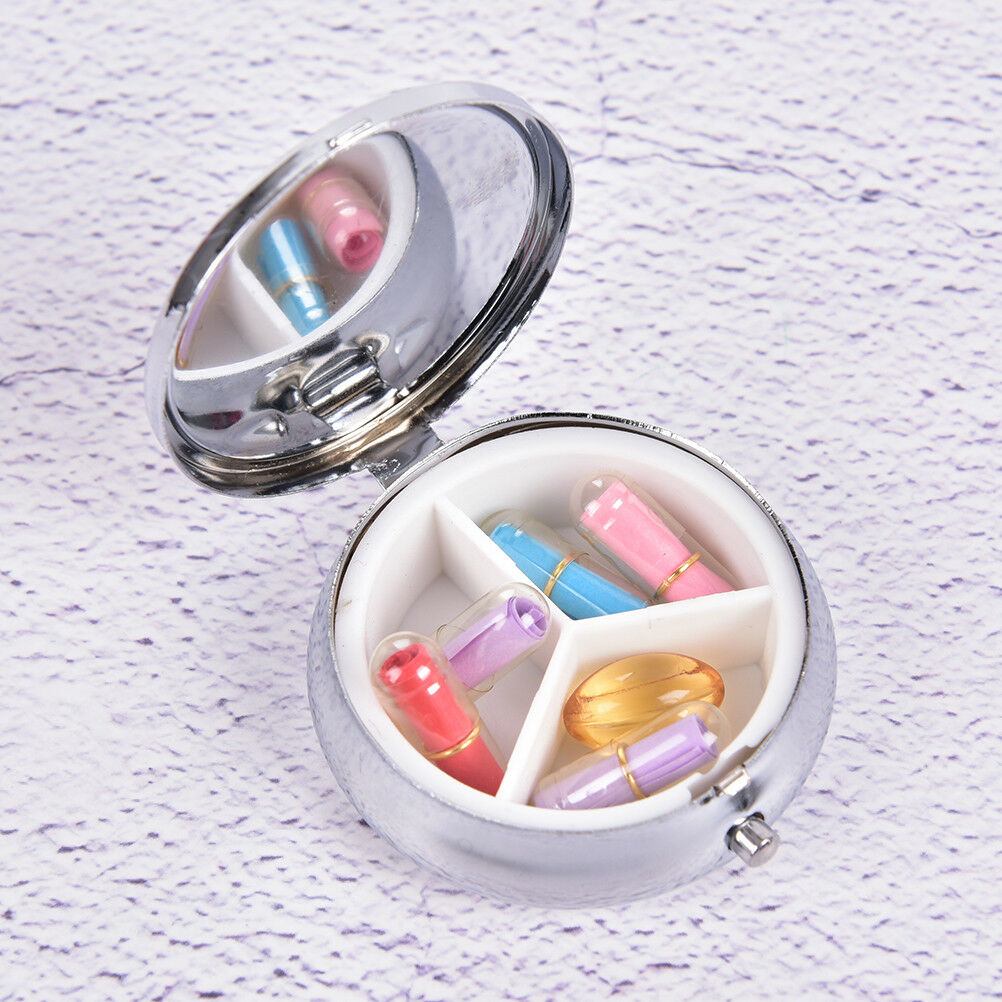 New Metal Folding pill case Medicine Organizer Box Makeup Storage Contain.l8