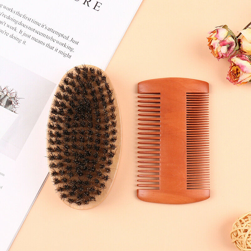 2Pcs/Set Beard Brush Set Double-sided Styling Comb Repair Modeling Cleani.l8