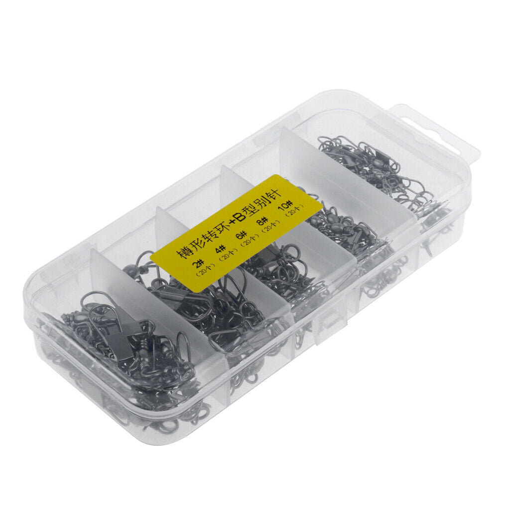 100Pcs Stainless Steel Swivels Interlock Snap Fishing Lure Tackle Connector
