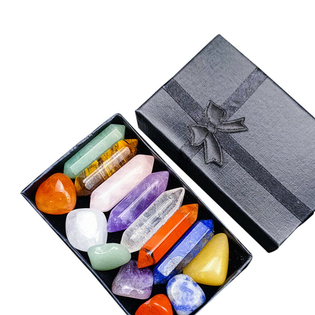 14Pcs Crystal Stone Obsidian Fluorite Labradorite Balancing Desk Ornament