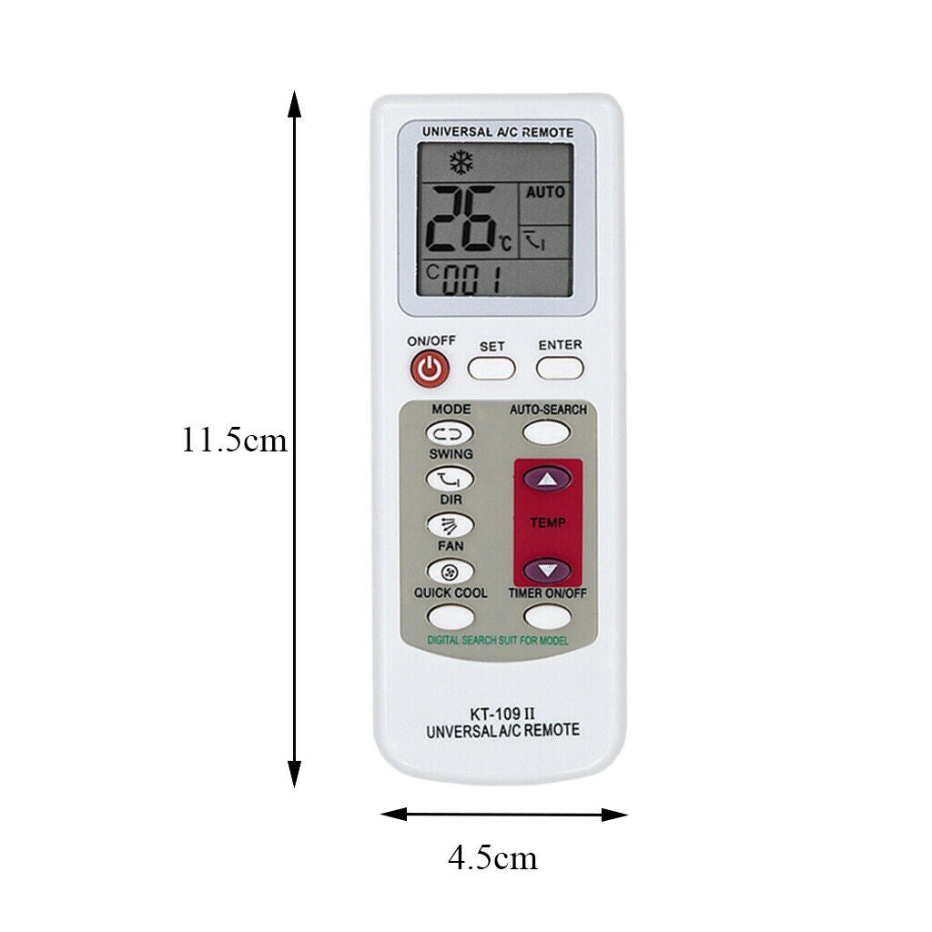 KT-109II Universal Air Conditioner A/C Remote Control LCD Display with Base