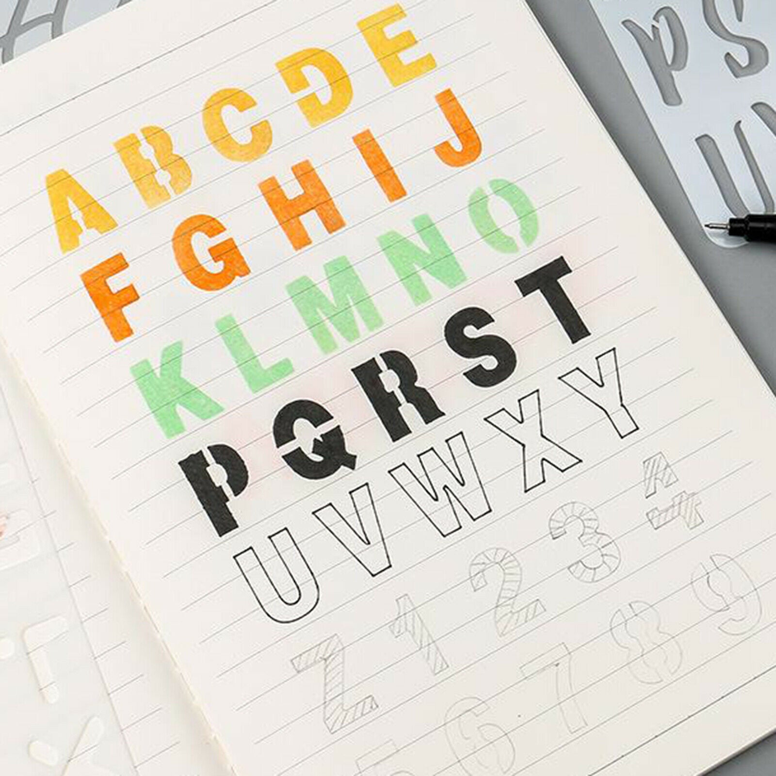 20Pcs Alphabet Letter Number Stencils for Journal Stencil Planner Scrapbooking