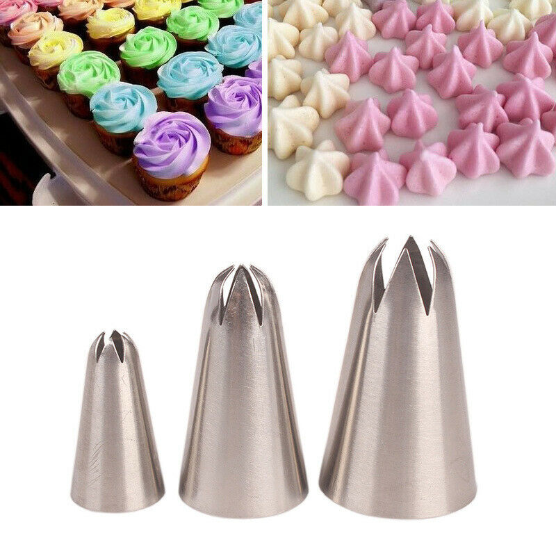 3PCs Cakes Set Cookies Icing Piping Pastry Nozzle Kitchen Cupcake Fondant.l8