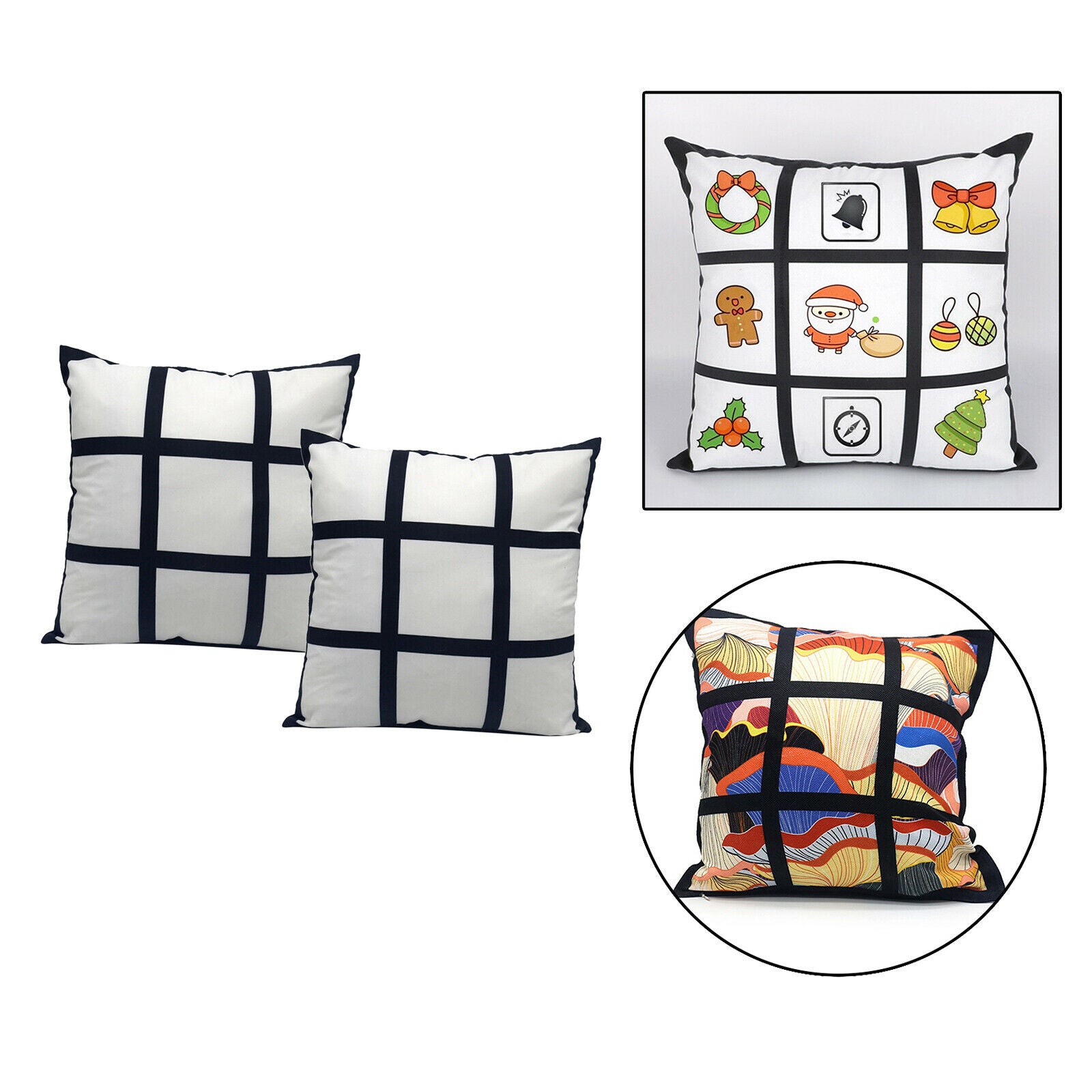 2 Pieces Sublimation Blanks Panel Pillow Case Car Chair Throw Cushion Cases