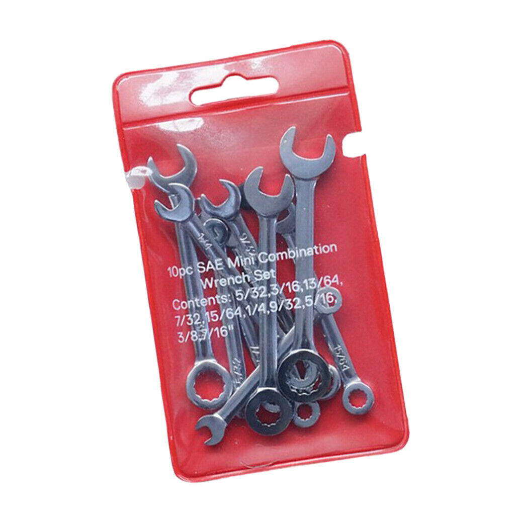 10 Pcs Steel Polished Ratcheting Spanner Wrench Set Flex-Head British System