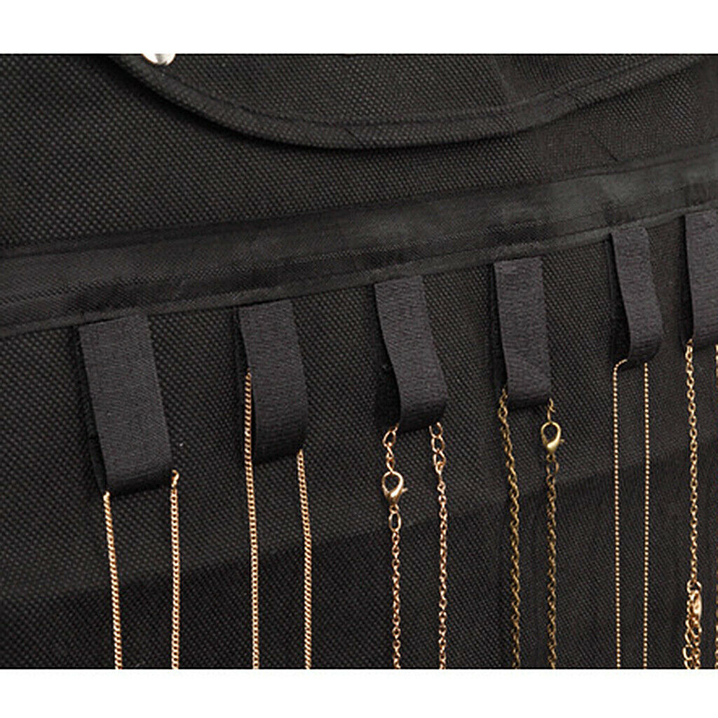 Closet Hanging Jewelry Organizer Bag Holder Pockets Display Case Shelf Black