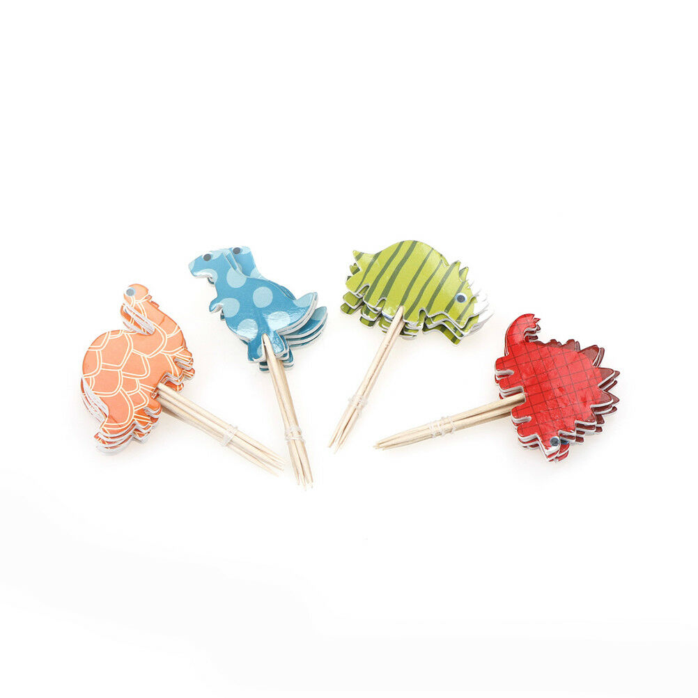 24x/set Dinosaur Toppers Picks Cupcake Topper Baby Shower Birthday Party .l8