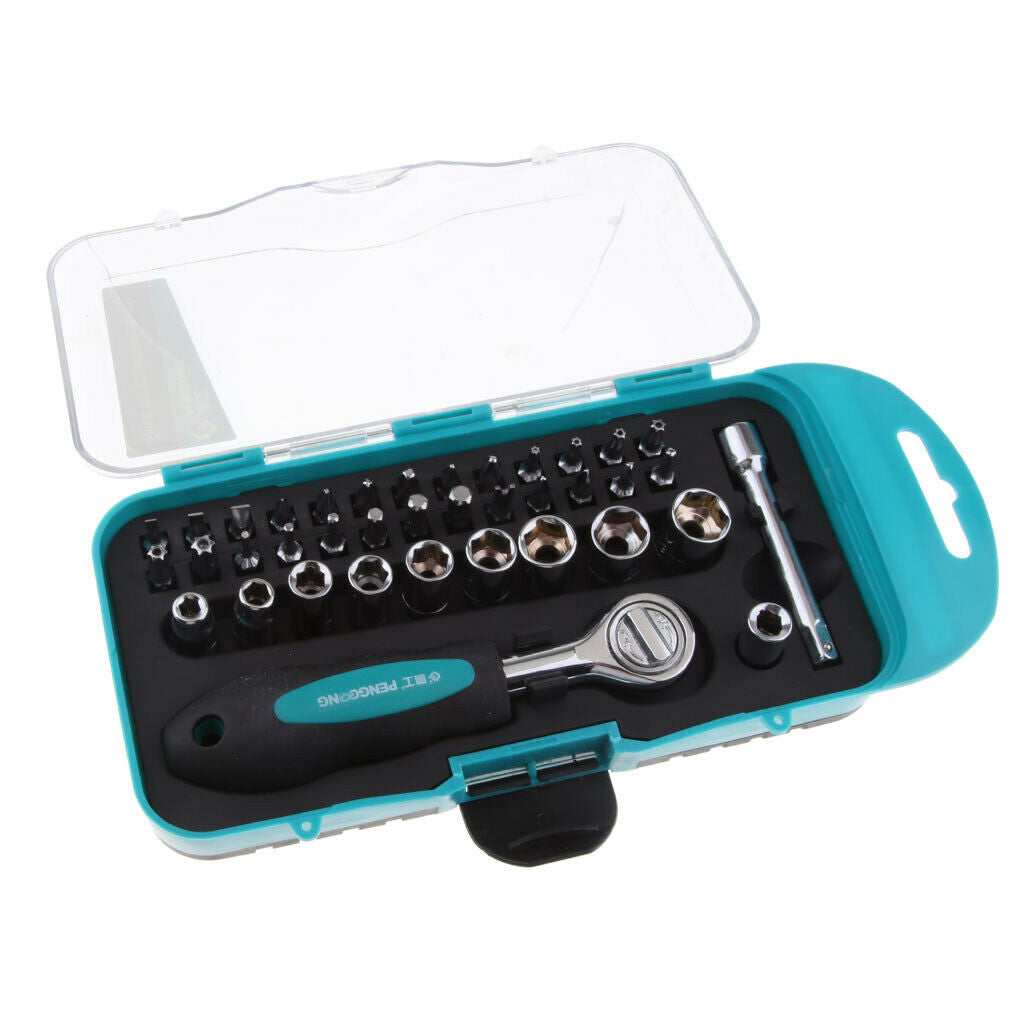 38Pcs Multi High Precision Ratcheting Wrench Set and Bits Repair Tool Kit
