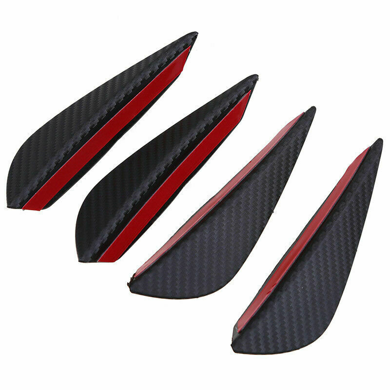 4Pcs Carbon Fiber Look Car Front Bumper Fins Lip Canards Splitter Trim Univeral