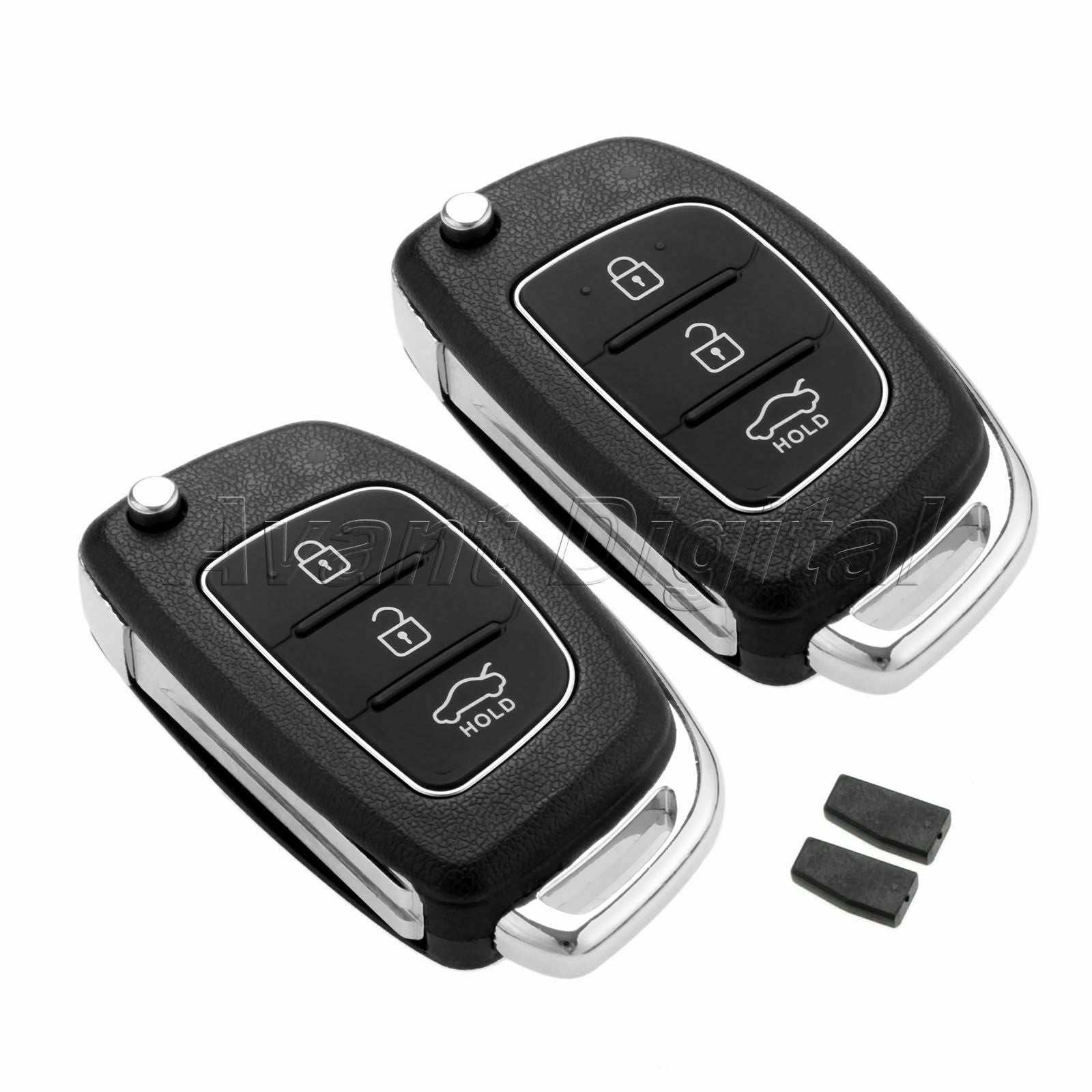 2Pcs 3 Buttons Remote Key ID46 Chip TOY40 Blade With Battery Fit For HYUNDAI