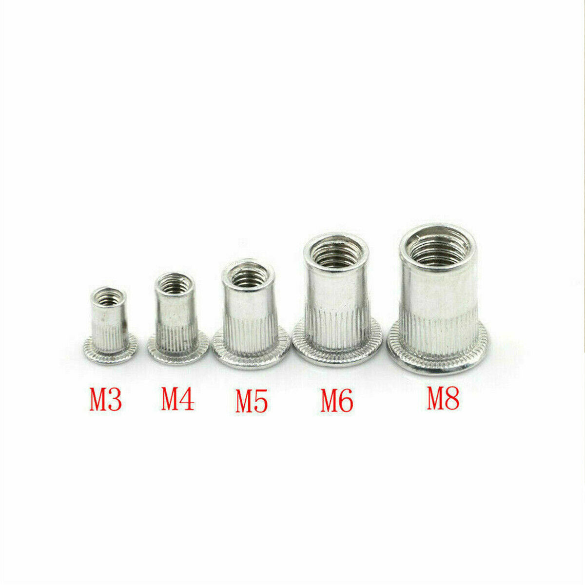 150Pcs Flat Head Vertical Grain Aluminum Rivet Nuts Cylindrical Hollow Rivet Nut