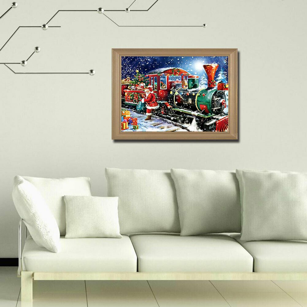 Christmas Train 5D DIY Full Drill Diamond Painting Cross Stitch Home Decor @