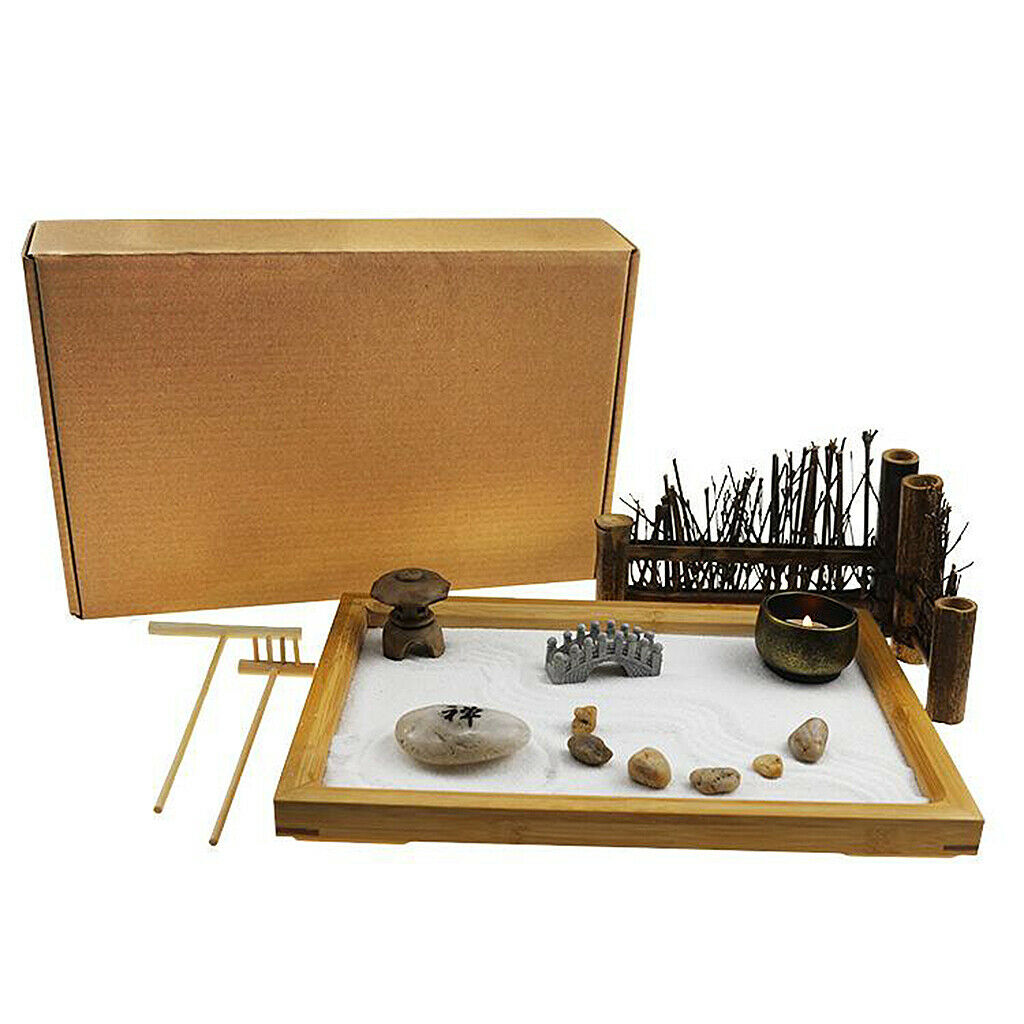 Zen Garden Sandbox Ornament Zen Sand Tray Meditation for Office