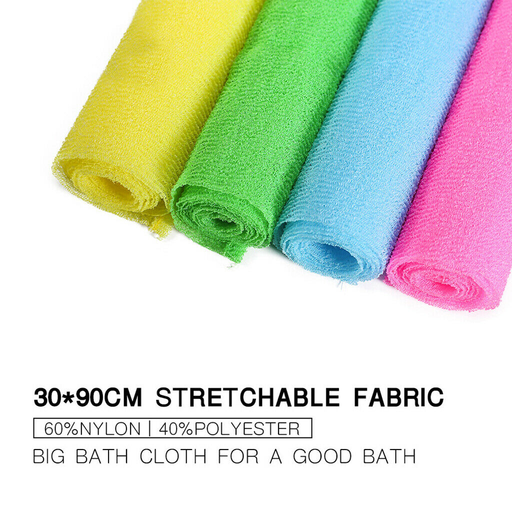 Lots 2 Soft Exfoliating Back Strap Bath Cloth Towel Body Cleaning Red+Yellow