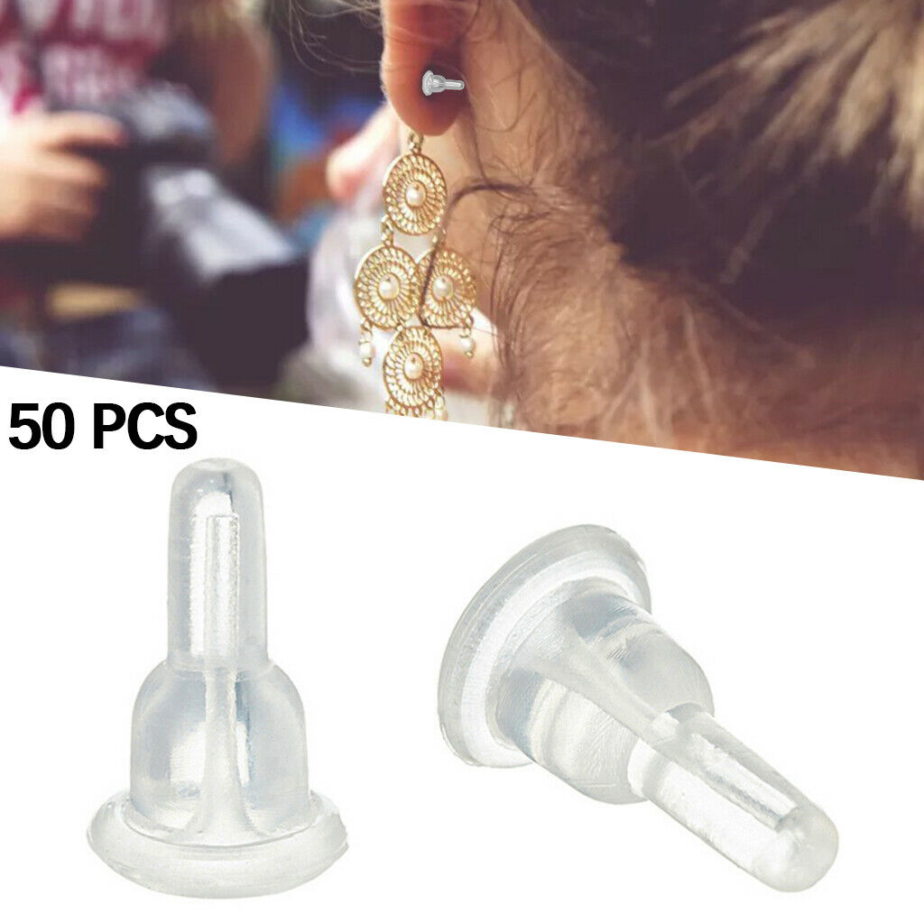 50x Silicone Earring Backs Soft Earring Clutch Stoppers Sleeves Replacement