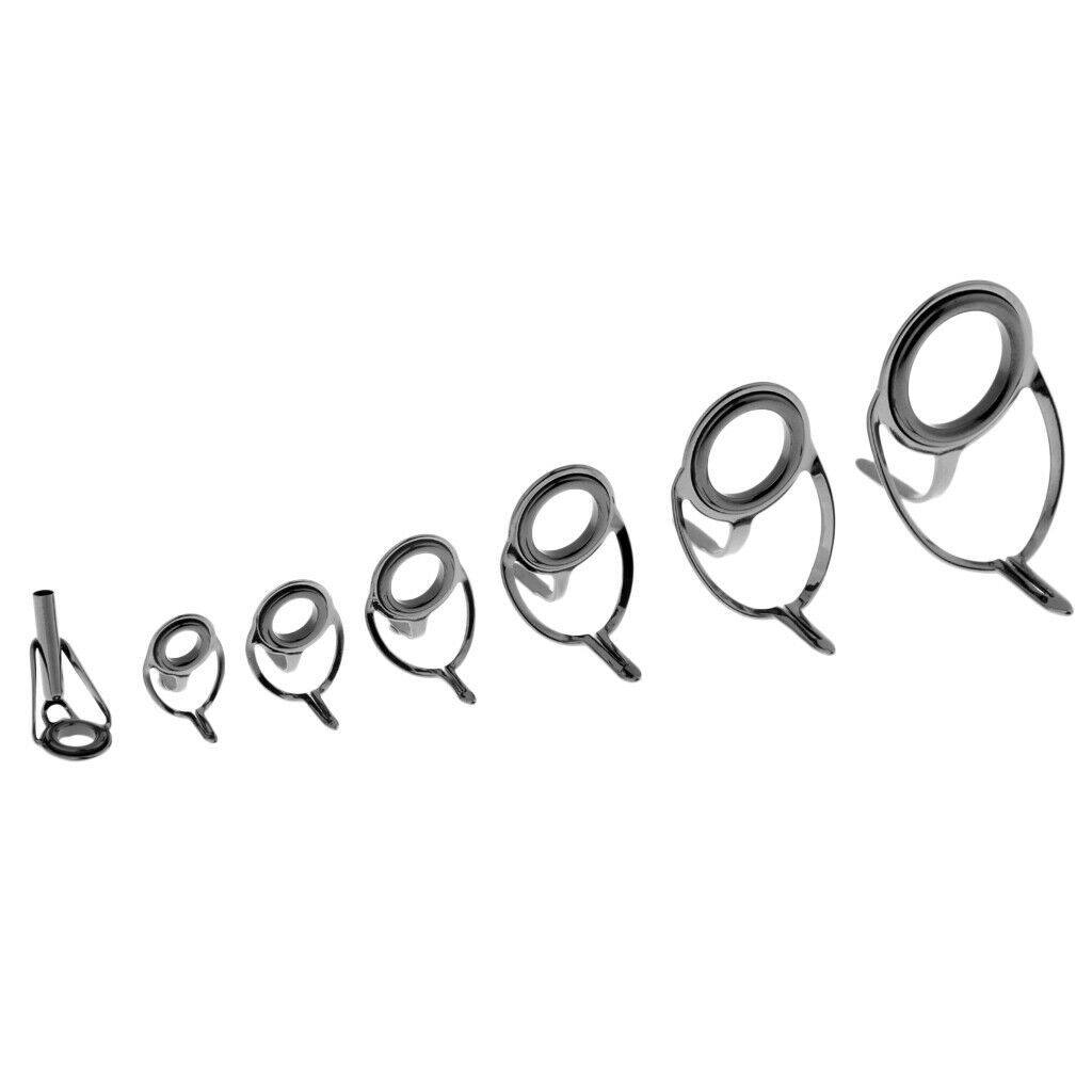 7pcs Ceramic Ring Fishing Rod Guides Line Repair Tip Tops Rings Multi-sizes