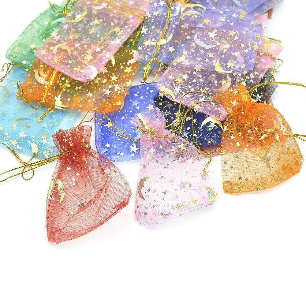 100X Star Moon Organza Wedding Party Favor Bags Decor Jewelry Candy Gift Pouches