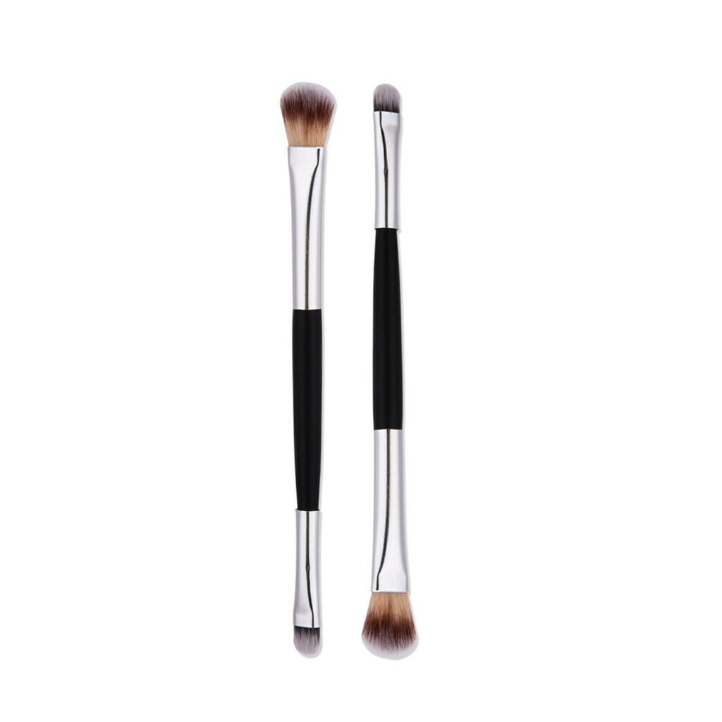 Double Ended Black Wooden Handle Makeup Brush Eye Eyeshadow Powder Comestic