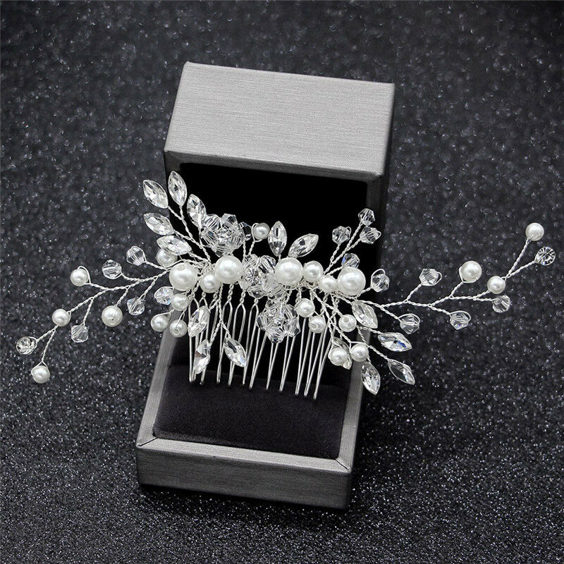 Crystal Pearls Women Hair Jewelry Wedding Hair Comb Bridal Headpiece.l8