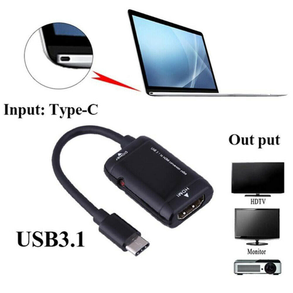 USB 3.1 Type C To HDMI Cable TV Adapter For Smart Mobile Phones Converter Cable!
