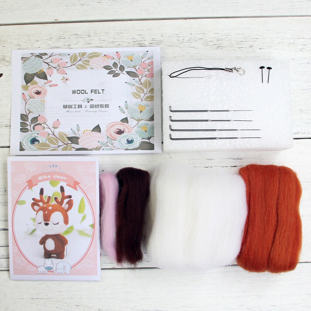 2 Sets Dog Deer Needle Felting Kit For Beginners with Basic Tools Tutorials