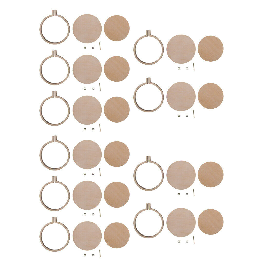 Prettyia 10pcs 4.4cm Round Mini Wooden Embroidered Hoop Frames for DIY Craft