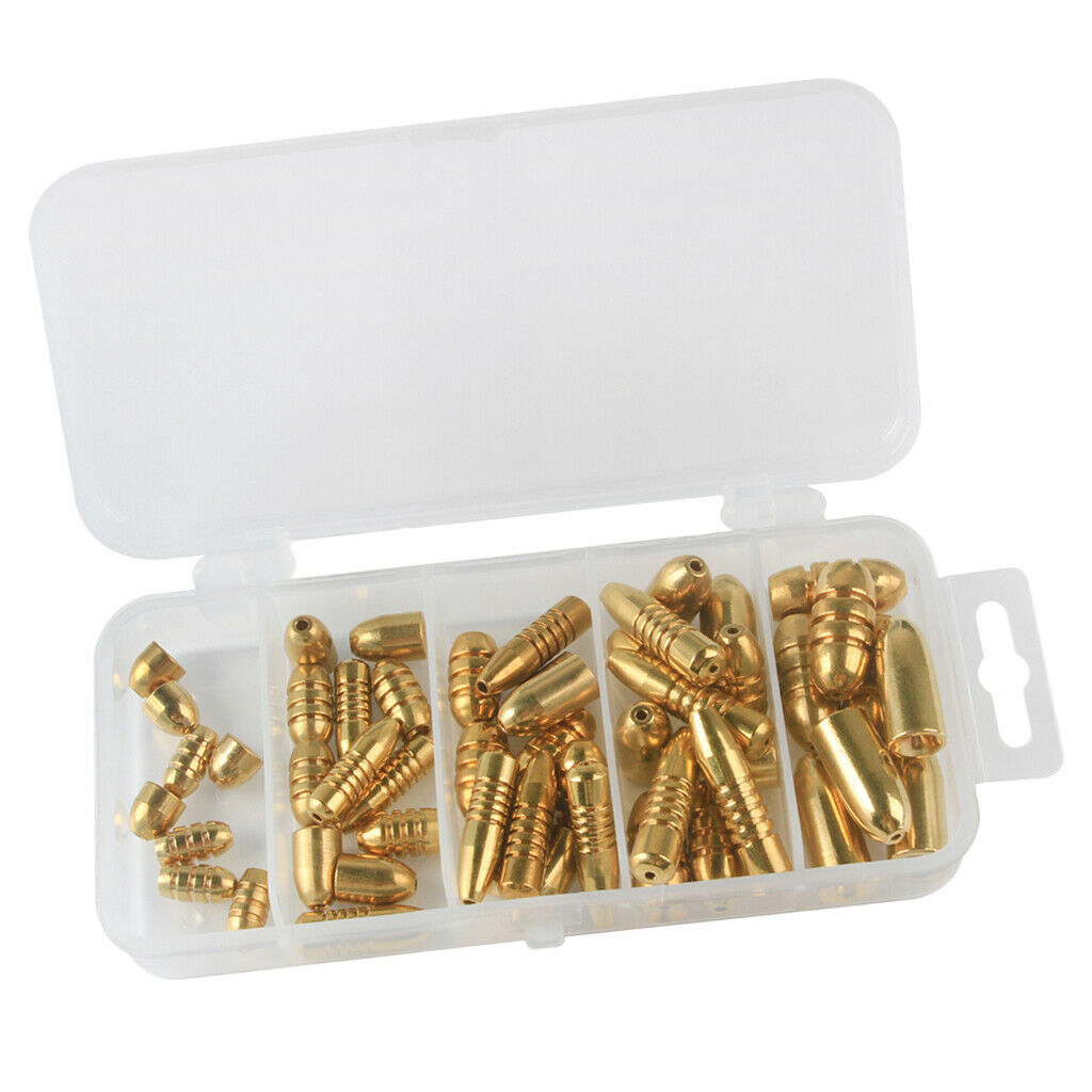 52pcs Brass Weights Bullet Shape Sinker Sea Carp Fishing   Sinker Tackle