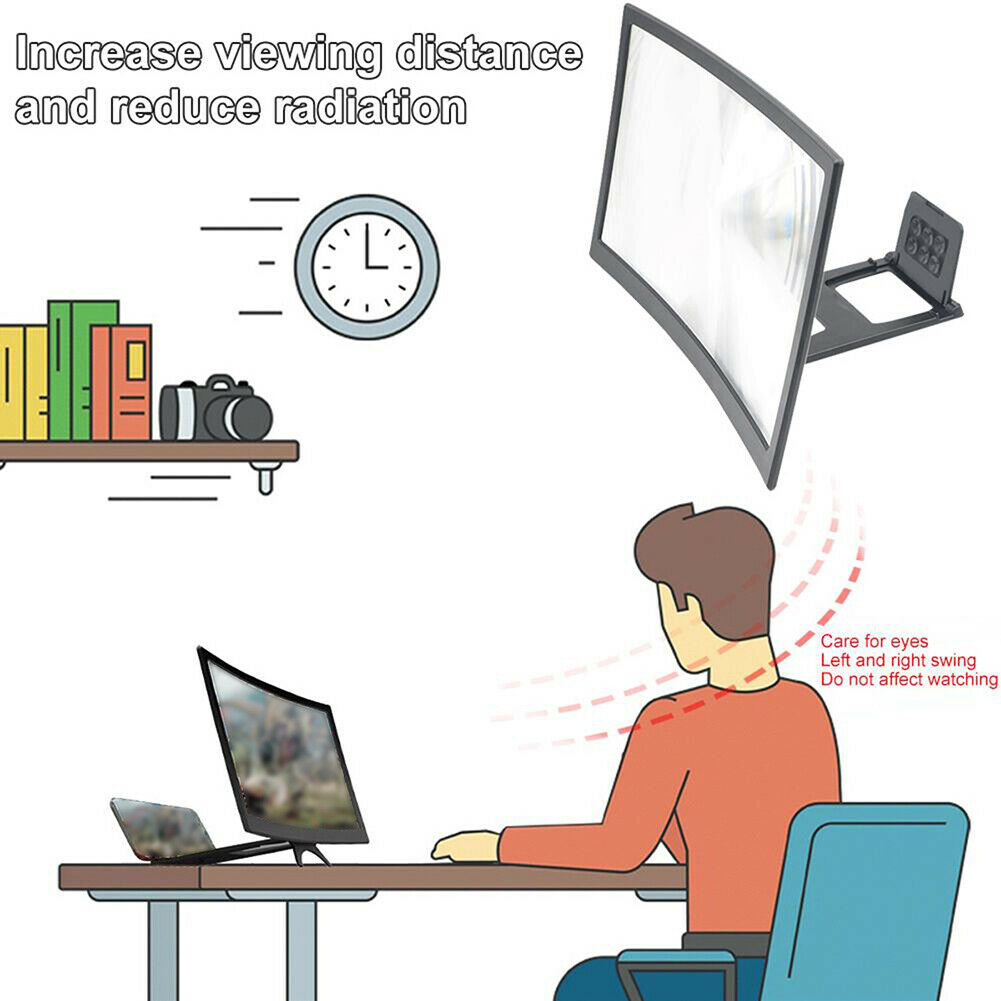12 inch Curved Mobile Screen Amplifier Rack Movie Video Amplifying Holder @