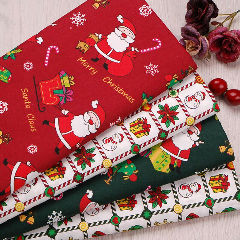 6pcs/Lot Christmas  Printed Twill Cotton Fabric Patchwork Cloth Sewing Ma.l8