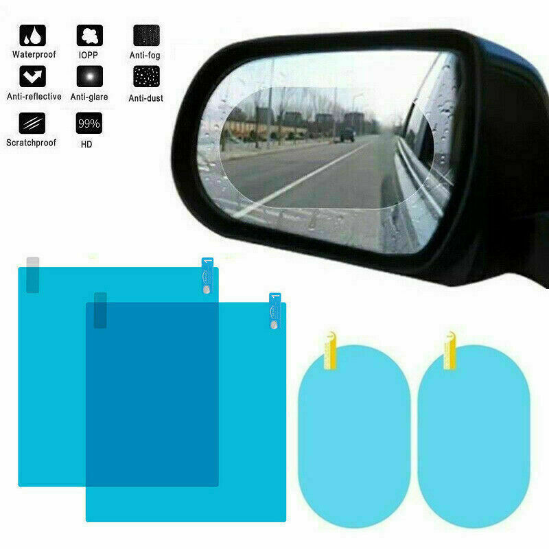4Pcs Car Rearview Mirror Waterproof Membrane Anti-glare Anti-Fog Film Stickers ~