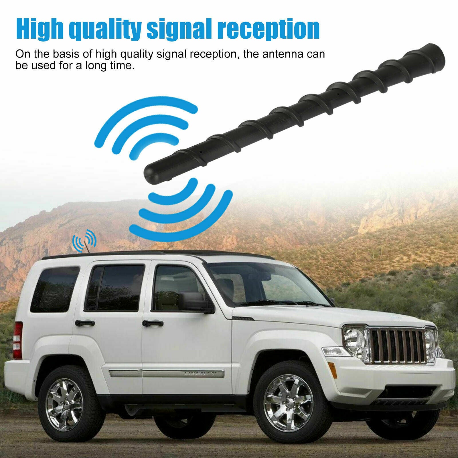 7" Rubber Spiral Antenna Mast For 2011-2019 Jeep Cherokee Dodge Journey Avenger