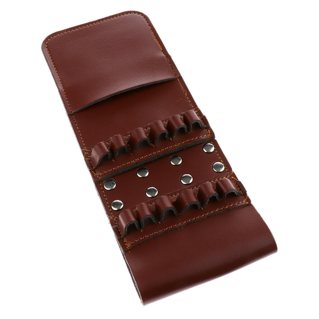 Hunting Archery Leather Arrow Quiver Pocket Holder Bag for 12 Arrow Brown