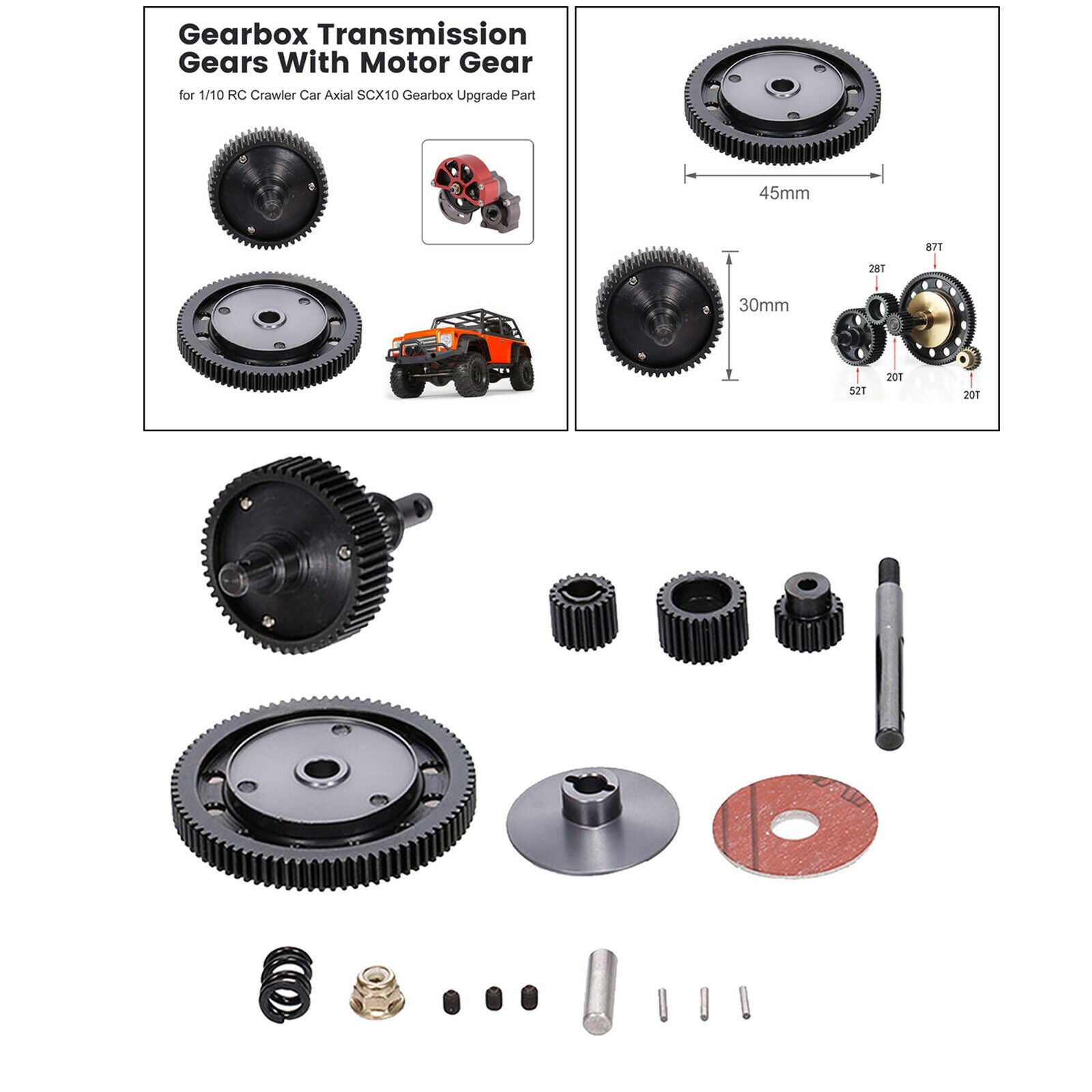 Metal Transmission Straight Gears Kit for Axial SCX10 1:10 Scale RC Car