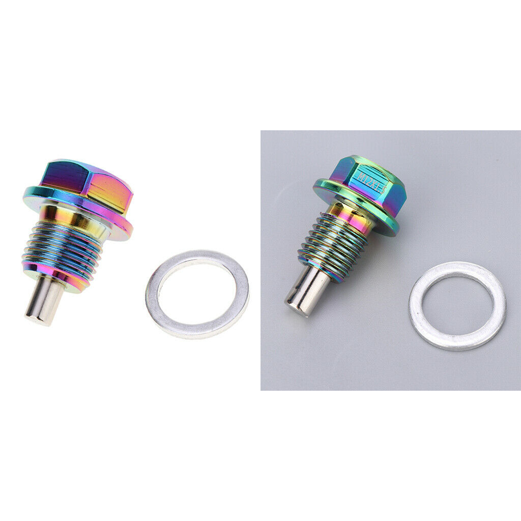 Aluminum Magnetic Engine Oil Pan Drain Bolt Screw w Gasket M12x1.5+M16x1.5