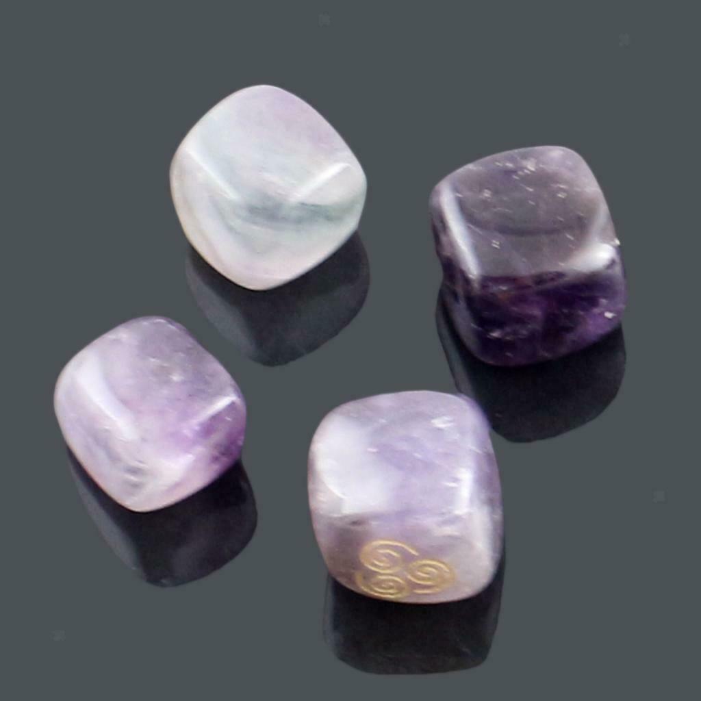 4X Natural Crystal Stone Religious Runes Polished Engraved Home Decor