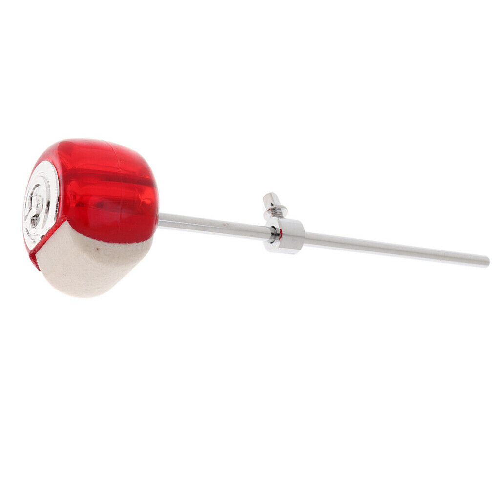Pack of 2 Bass Drum Single Foot Pedal Mallets Metal Shank for Drum Players Red